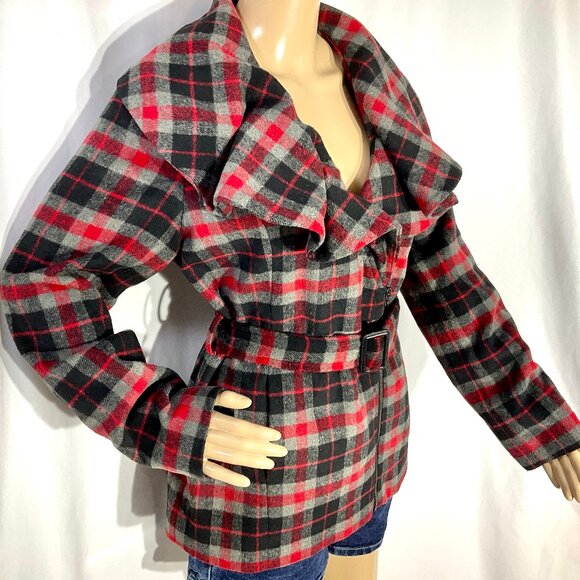 Twiggy London Plaid Coat Sz Med - Picture 1 of 13